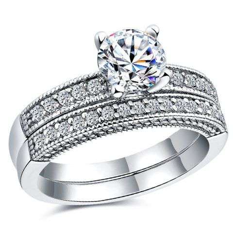 Rhinestone Engagement Rings - 7
