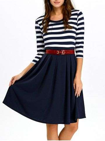 Striped A Line Dress - XLarge
