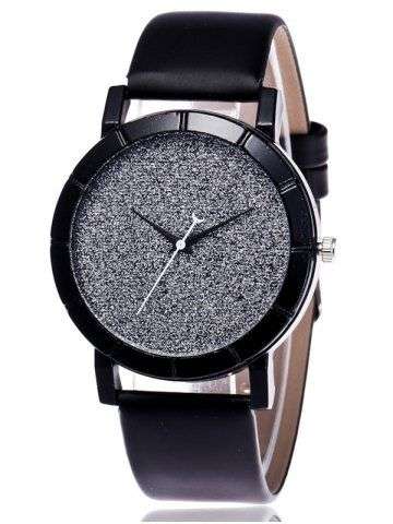 Faux Leather Glitter Analog Wrist Watch