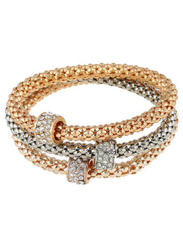 3 PCS Bead Rhinestone Alloy Bracelets