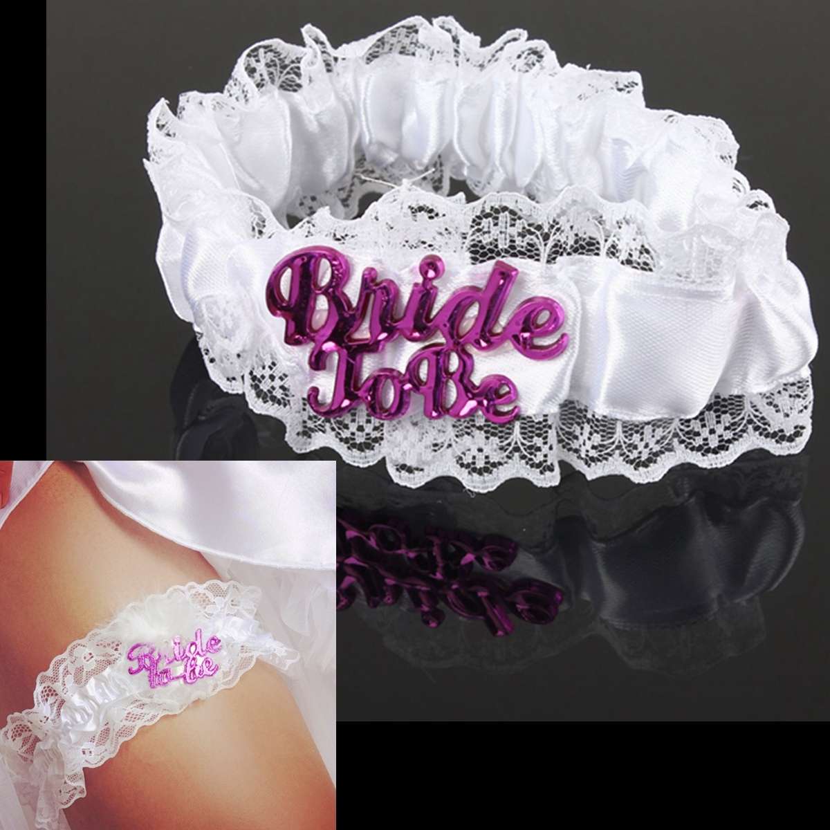 BEAUTIFUL WHITE LACE BRIDE-TO-BE SEXY GARTER - ALSO AVAILABLE IN OTHER COLOURS & STYLES