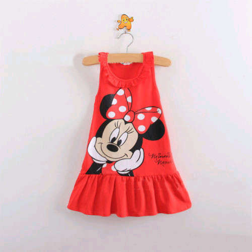 RED MINNIE MOUSE SOFT COTTON DRESS  - 3 AGES AVAILABLE  6-12, 12-18 AND 18-24  MONTHS