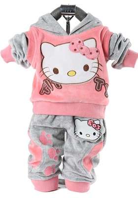 2  PCS GIRLS OUTFIT - INCLUDES PANTS AND HOODIE  - HELLO KITTY - SOFTEST VELVETY MATERIAL AGE 4 YRS