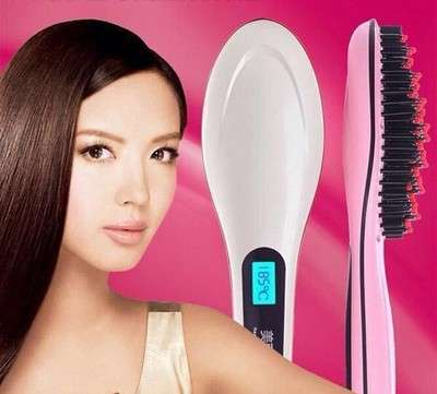 Pink Digital Anti Static Ceramic Hair Straightener Heating Brush