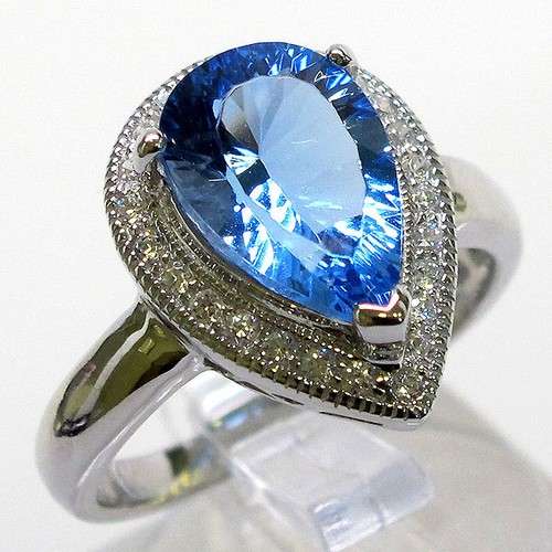 ELEGANT 3 CT BLUE TOPAZ PEAR SHAPE 925 STERLING SILVER RING SIZE 6