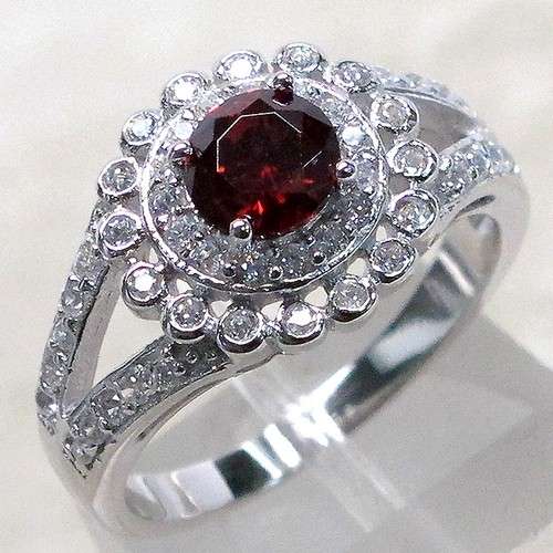 PRECIOUS 1 CT GARNET 925 STERLING SILVER MICRO PAVE RING SIZE 9