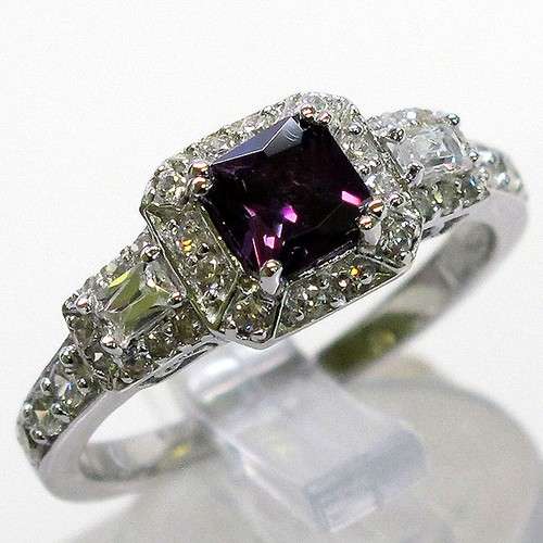 BEAUTIFUL AMETHYST 925 STERLING SILVER MICRO PAVE RING SIZE 9