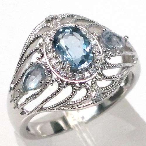 FANCY NATURAL 1.5 CT BLUE TO GREEN FLUORITE 925 STERLING SILVER RING SIZE 7