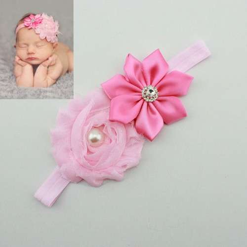 PINK FLOWERS HEADBAND WITH DIAMANTE AND PEARL - PERFECT FOR DRESS UP OR AS PHOTO PROP