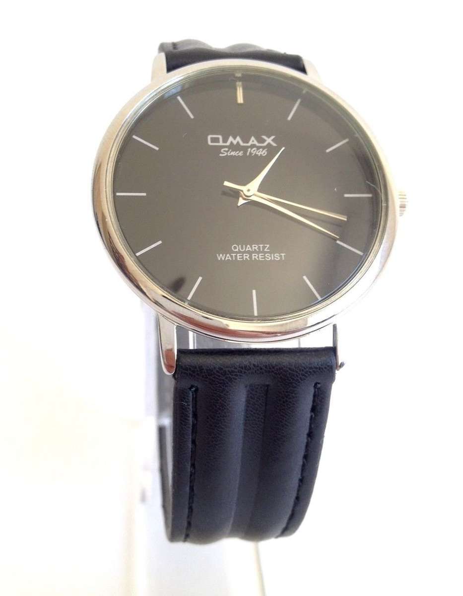 Original O-MAX Analog Mens Slim Watch Black Band OMAX Black Dial