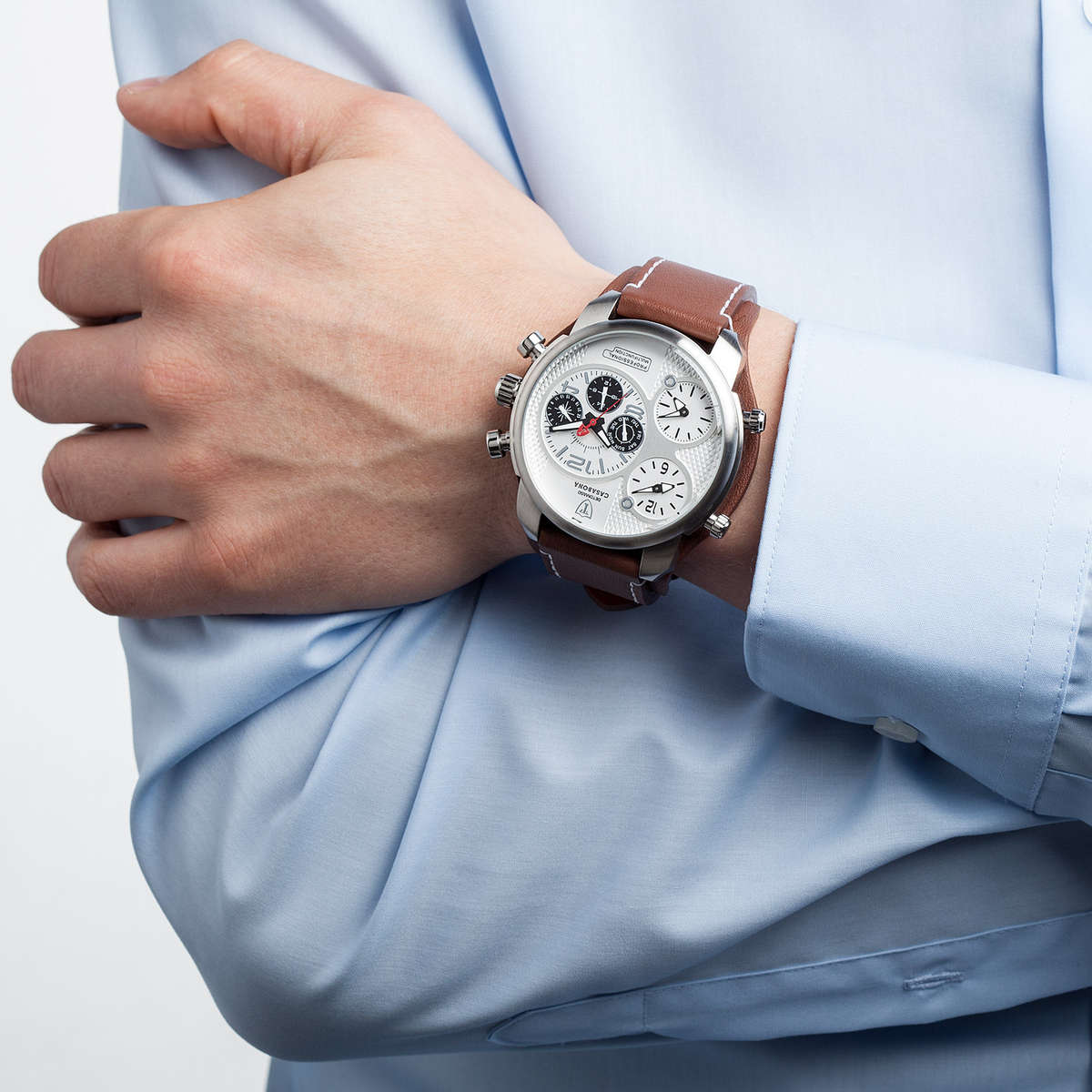 DETOMASO MEN'S BROWN EDITION CASABONA 57MM HUGE SWISS CHRONOGRAPH WATCH *NEW!