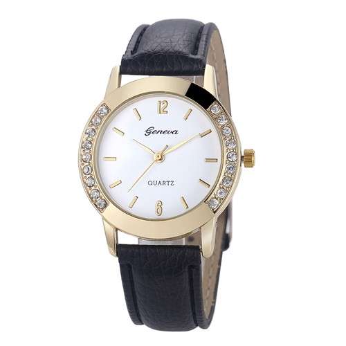 Fashion Women's Dress Business Diamond Analog Leather Quartz Wrist Watch Watches