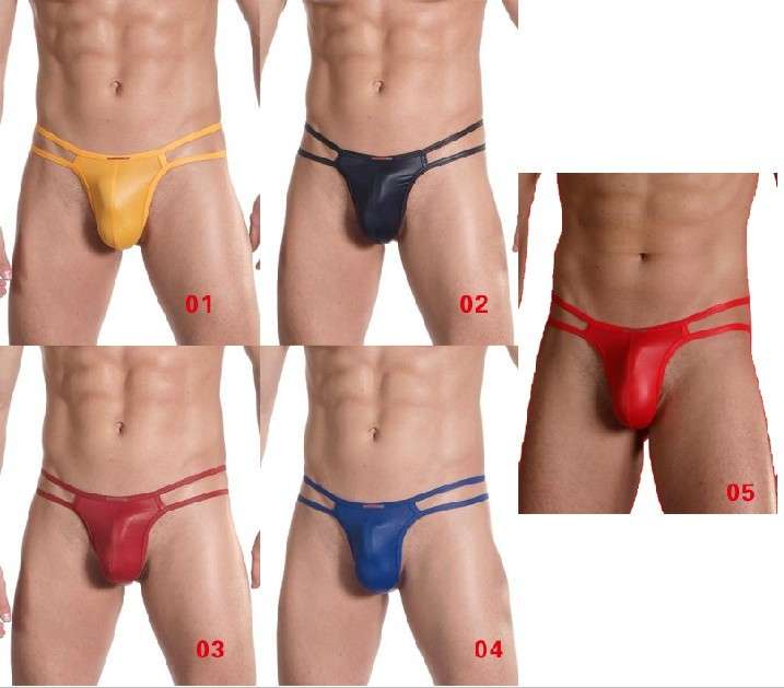 Black Men Faux Leather Underwear G String- Extra Large