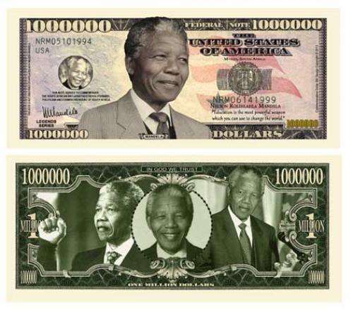 Nelson Mandela * Father of the Nation *  Commemorative One Million Dollar Bill @ get your's now !