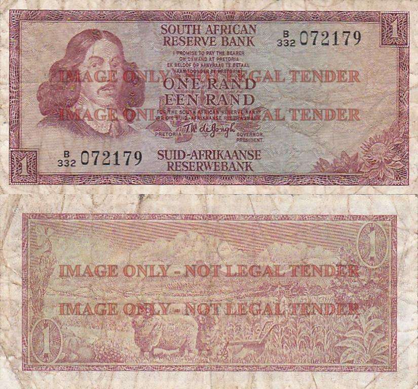 SOUTH AFRICA 1 RAND T.W. DE JONGH B332 072179