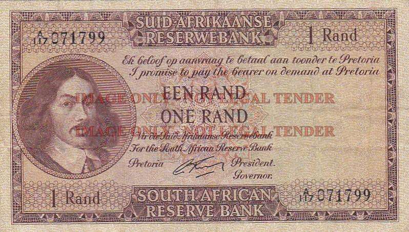 SOUTH AFRICA 1 RAND G.RISSIK A117 071799 / 1962