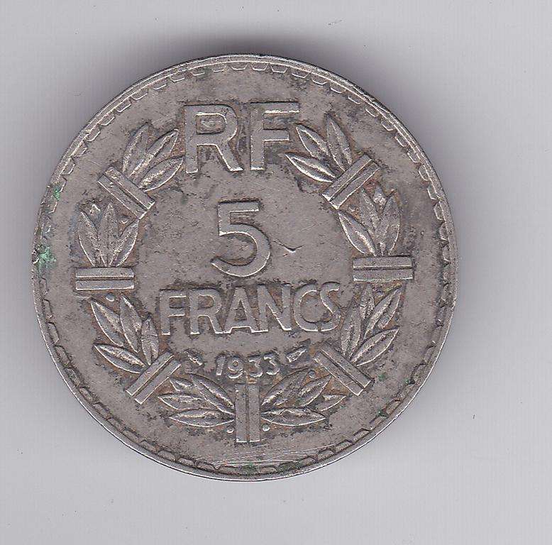 FRANCE 5 FRANCS 1933
