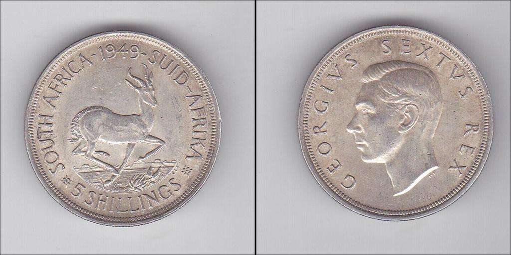 SOUTH AFRICA 5 SHILLINGS 1949 EF