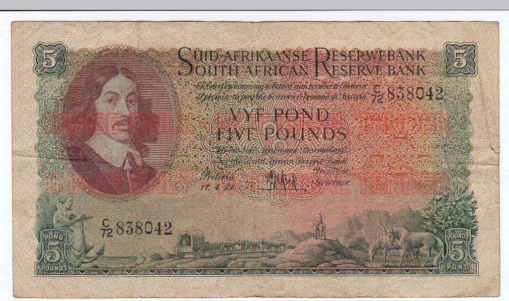 SOUTH AFRICA 5 POUNDS M.H. DE KOCK 17.4.59 C72 838042