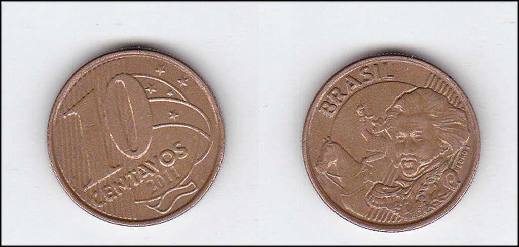 BRAZIL 10 CENTAVOS 2001 HIGH GRADE
