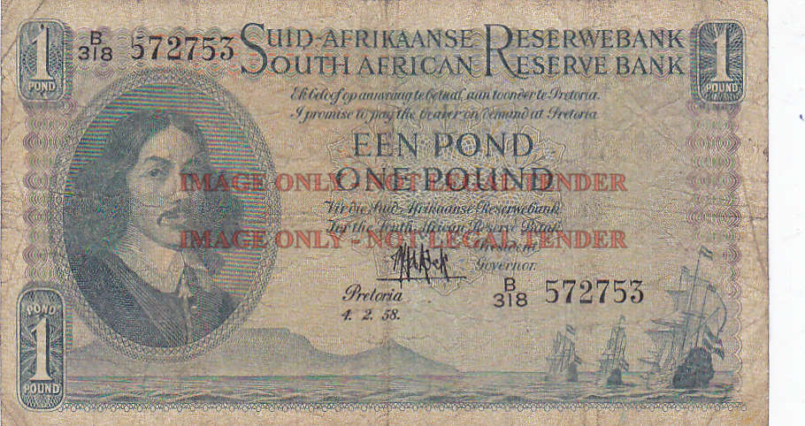 SOUTH AFRICA 1 POUND DE KOCK 4.2.58 B318 572753
