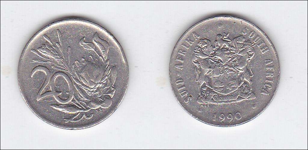 SOUTH AFRICA 20 CENTS 1990