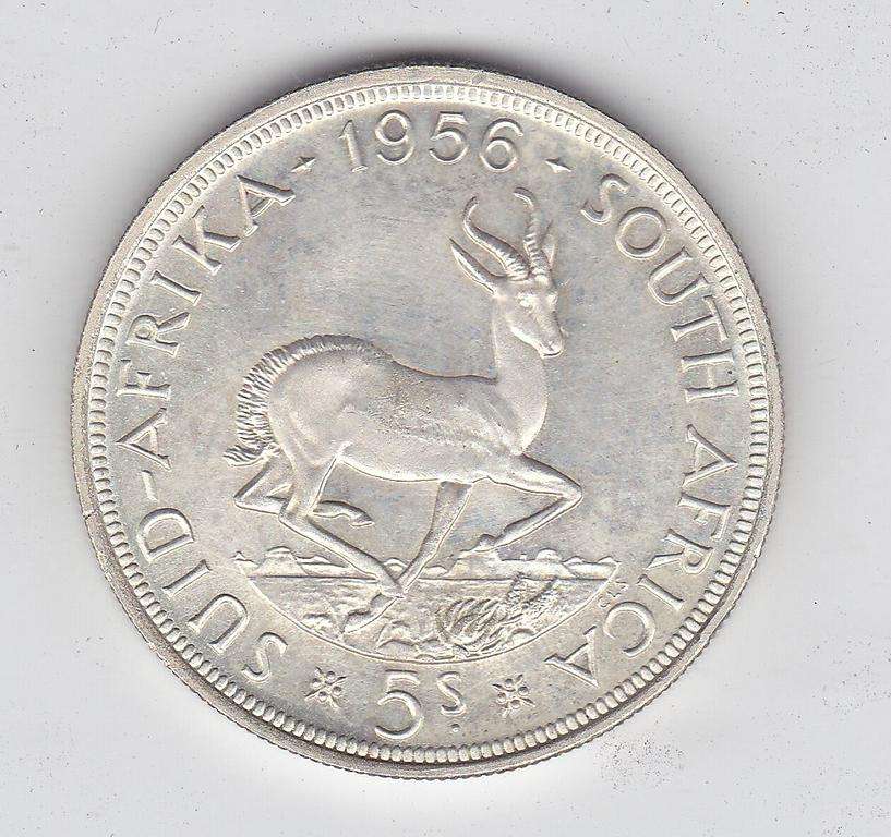 SOUTH AFRICA FIVE SHILLINGS 1956 HIGH GRADE