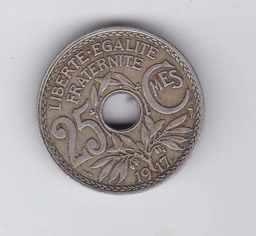 FRANCE 25 CENTS 1917