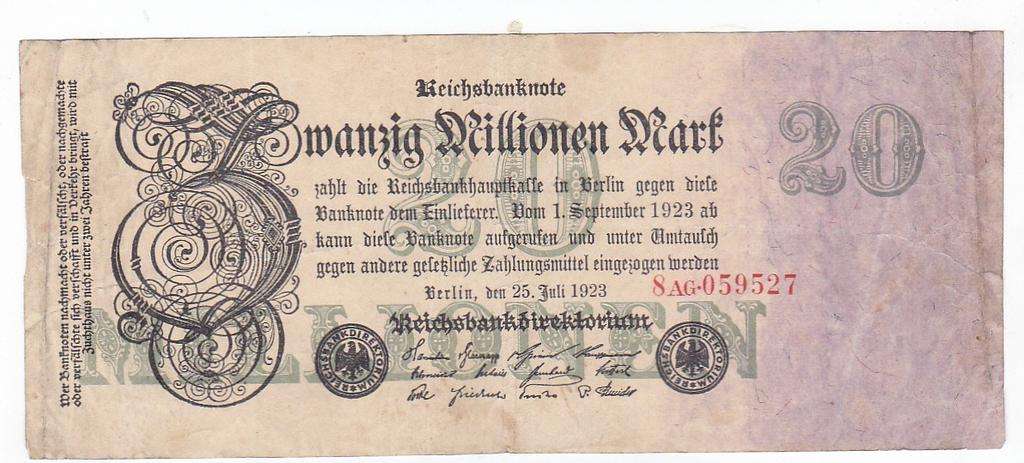 GERMANY 20 MILLION MARK 1923