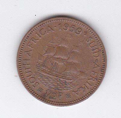SOUTH AFRICA HALF PENNY 1959