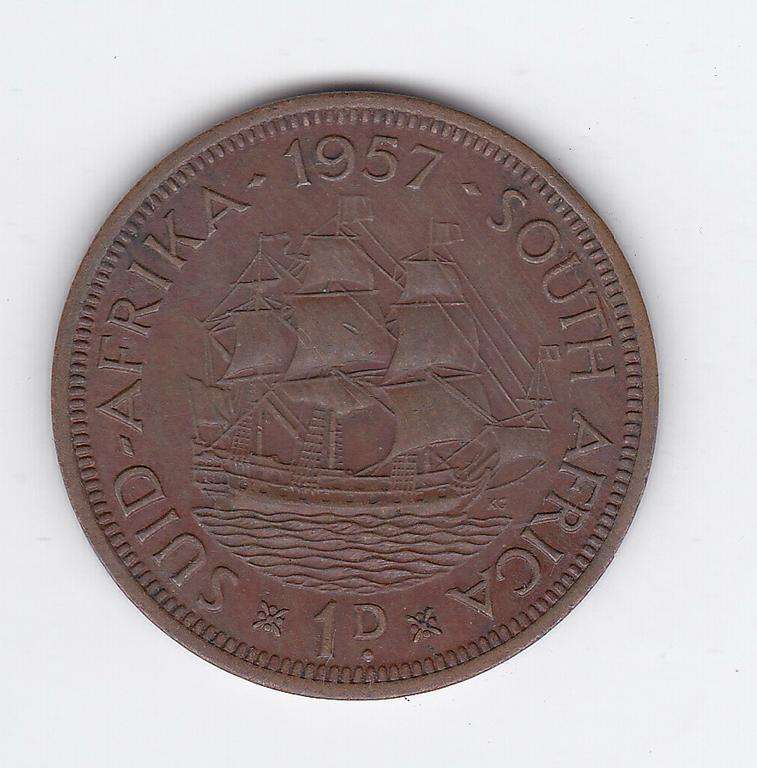 SOUTH AFRICA 1 PENNY 1957
