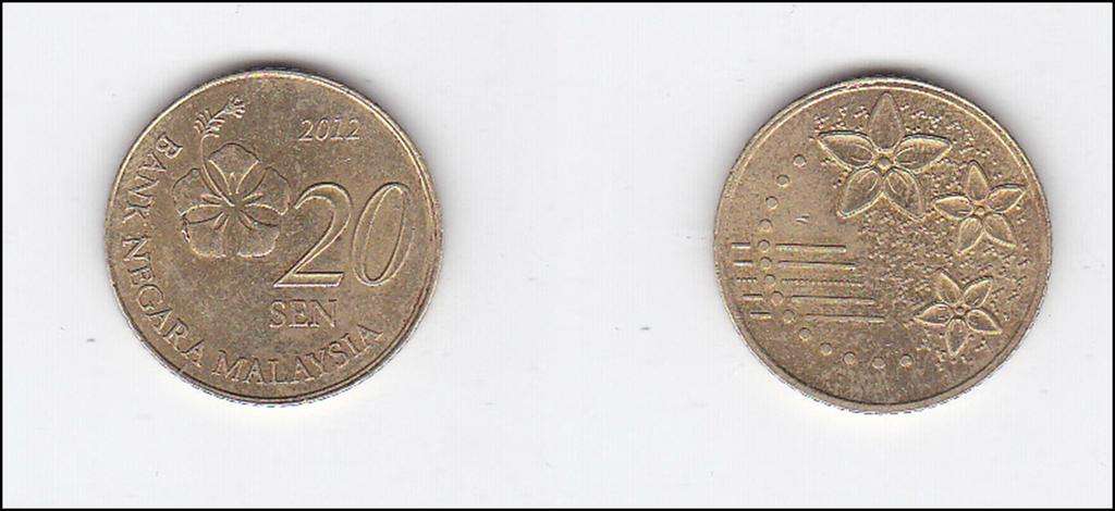 MALAYSIA 20 CENTS 2012 HIGH GRADE