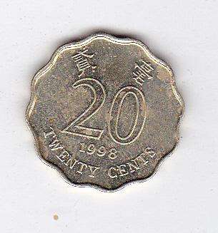 HONG KONG 20 CENTS 1998
