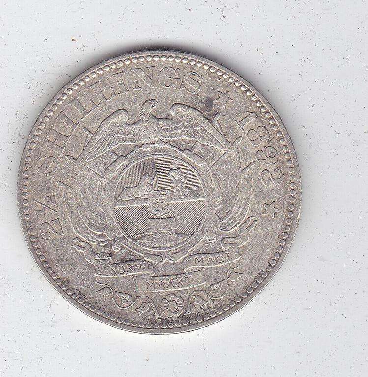 ZAR 2 1/2 SHILLINGS 1893 KEY DATE F = R2475 VF = R8250