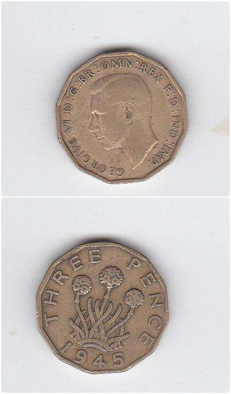 GREAT BRITAIN 3 PENCE 1945