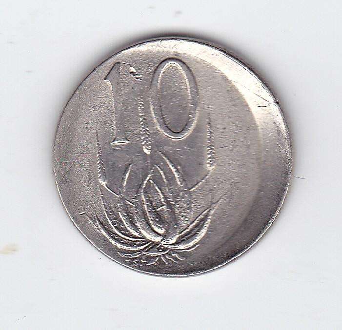 SOUTH AFRICA 10 CENTS 1982 - EXTREME MISSTRIKE