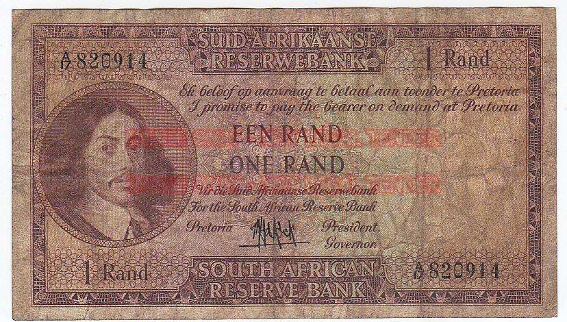 SOUTH AFRICA 1 RAND M.H. DE KOCK A17 820914 - 1961