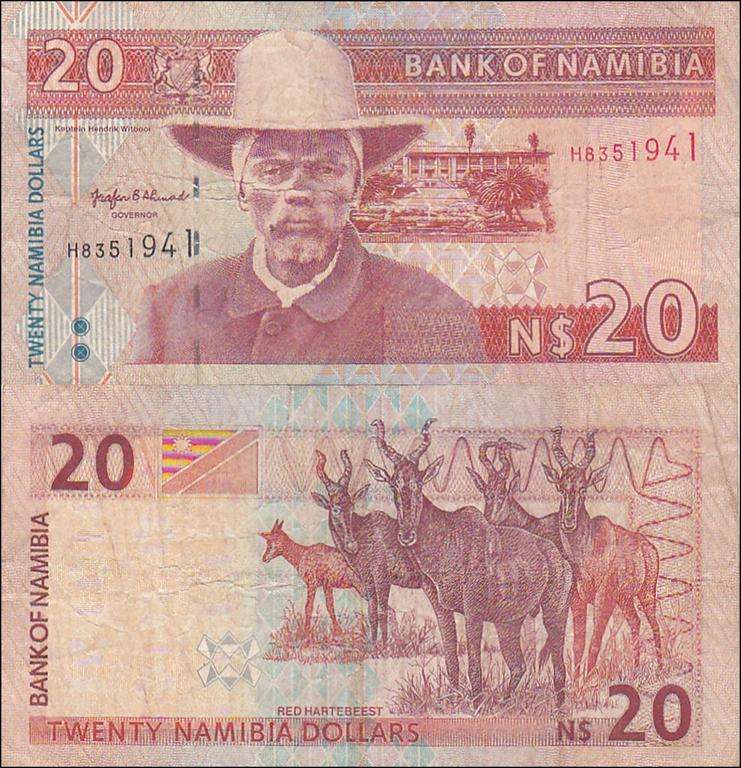 NAMIBIA 20 DOLLARS SIGNATURE JAAFAR B. AHMAD