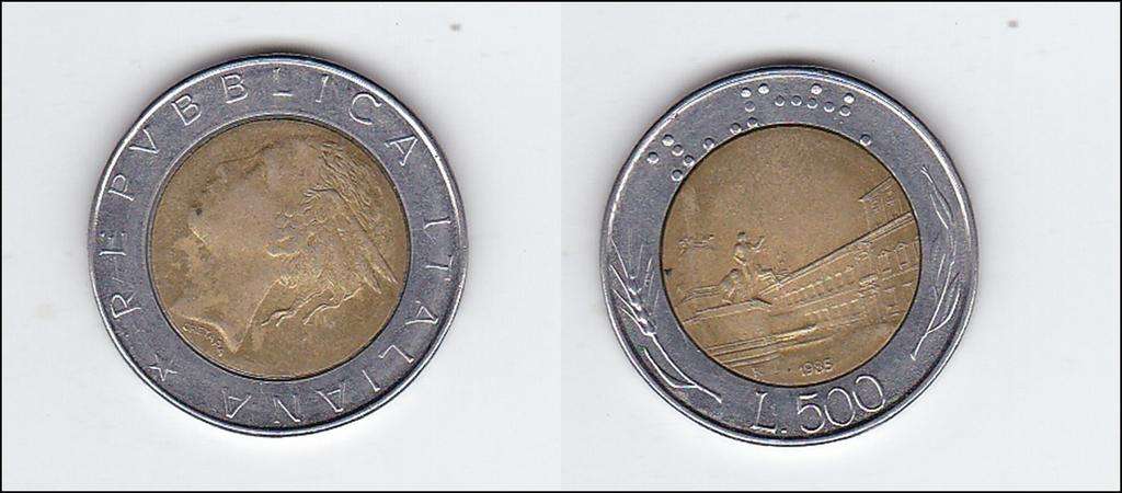ITALY 500 LIRE BI-METAL 1985
