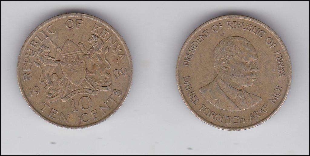 KENYA 10 CENTS 1989 HIGH GRADE