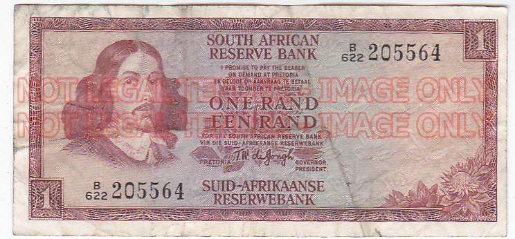 ONE RAND T.W. DE JONGH B622205564 THIRD ISSUE 1975
