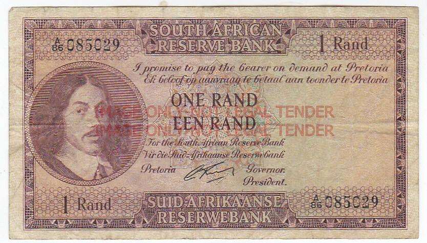 SOUTH AFRICA 1 RAND G.RISSIK A86 085029 / 1962