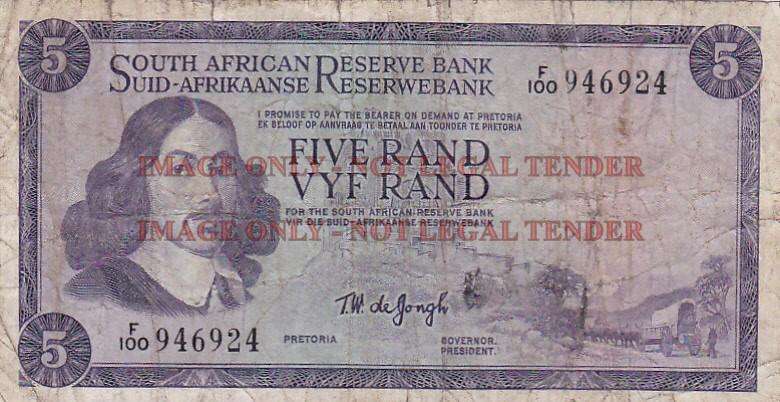 SOUTH AFRICA 5 RAND T.W. DE JONGH F100 946924