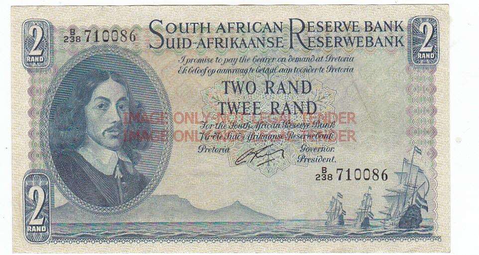 SOUTH AFRICA 2 RAND G.RISSIK B238 710086 / 1962 HIGH GRADE