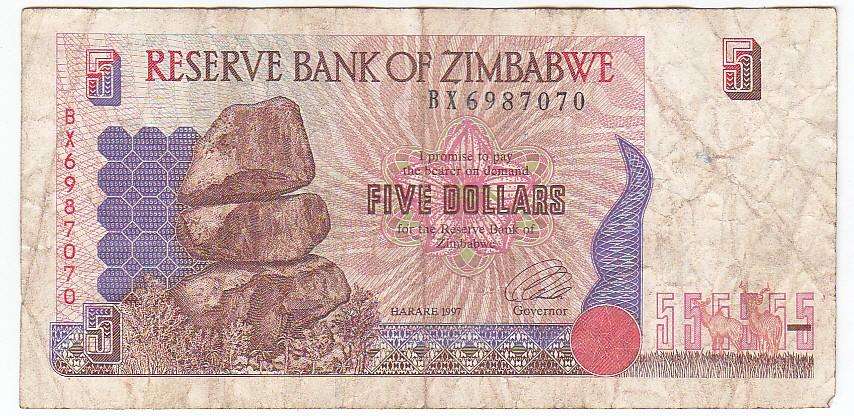 ZIMBABWE 5 DOLLARS 1997