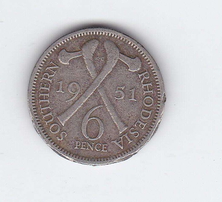 SOUTHERN RHODESIA 6 PENCE 1951