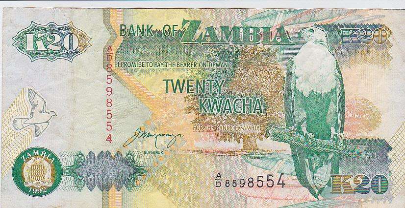 ZAMBIA 20 KWACHA 1992