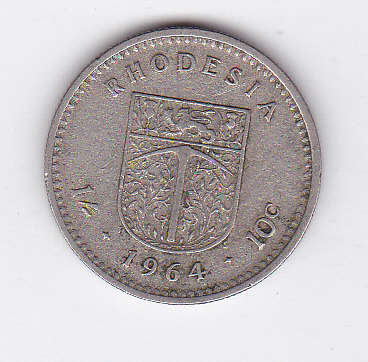 RHODESIA 10 CENTS 1964