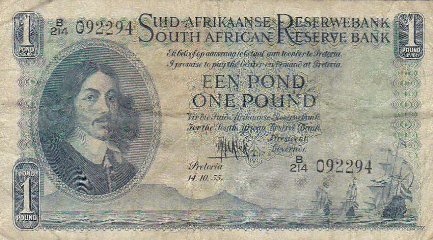 SOUTH AFRICA ONE POUND 14-10-55 DE KOCK