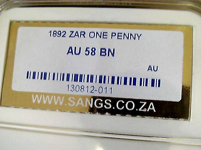 ZAR PENNY 1892 KRUGER AU 58 BN - HERNS UNC = R12 000 PROOF = R275 000R45 000